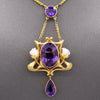 Fantastic Art Nouveau Amethyst and Natural Pearl Pendant Necklace and Brooch