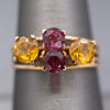 Vintage Rhodolite Garnet and Citrine Band Ring in 14k Rose Gold