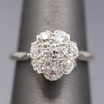 Art Deco Old European Cut Diamond Daisy Cluster Ring in Platinum