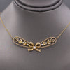 Antique Art Nouveau Seed Pearl Ribbon Bow Necklace in 14k Yellow Gold