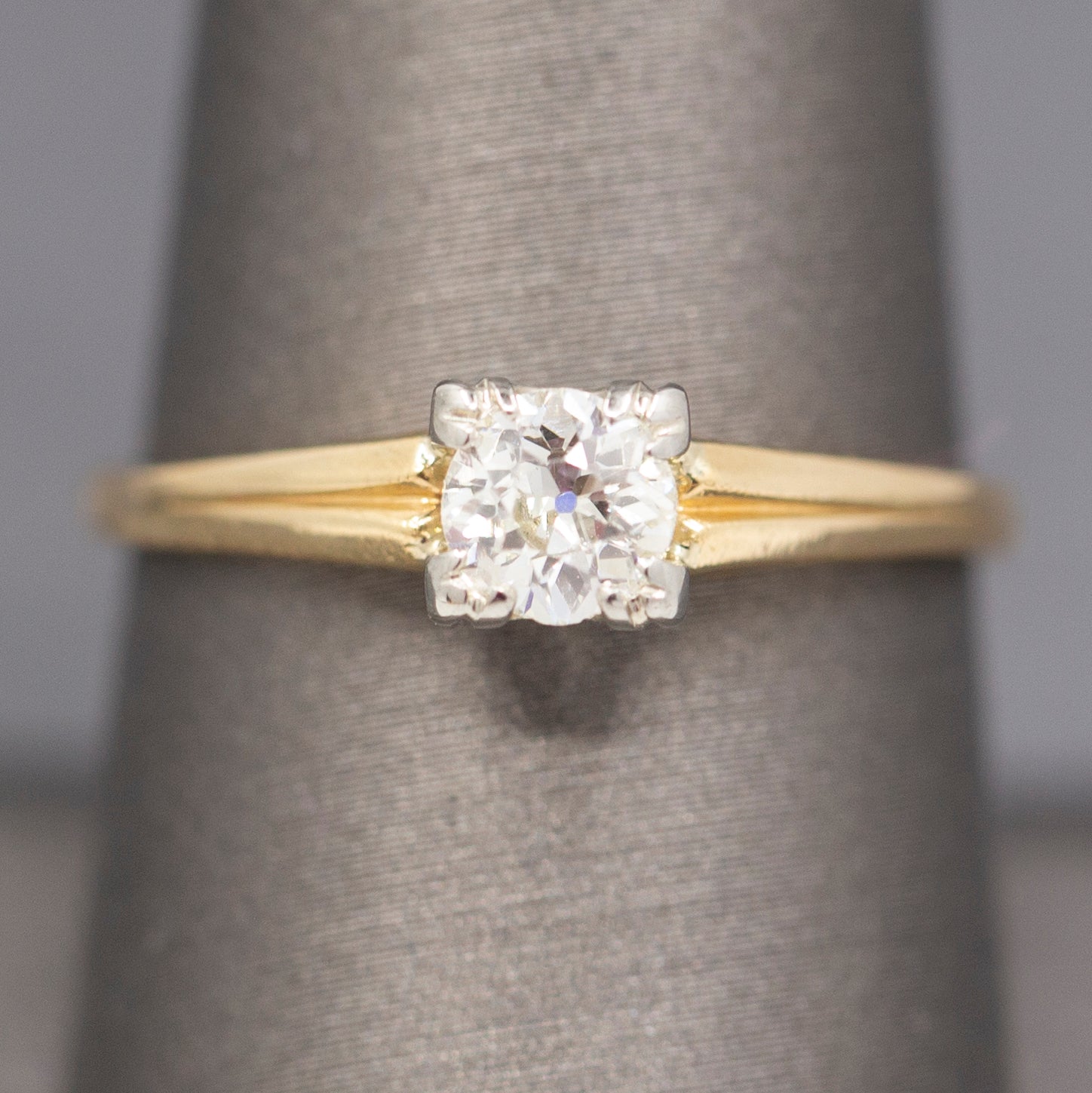 Classic Old European Cut Half Carat Diamond Engagement Ring in 14k Yellow Gold