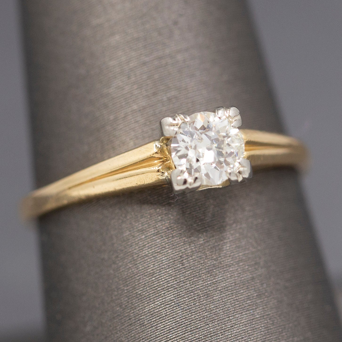 Classic Old European Cut Half Carat Diamond Engagement Ring in 14k Yellow Gold