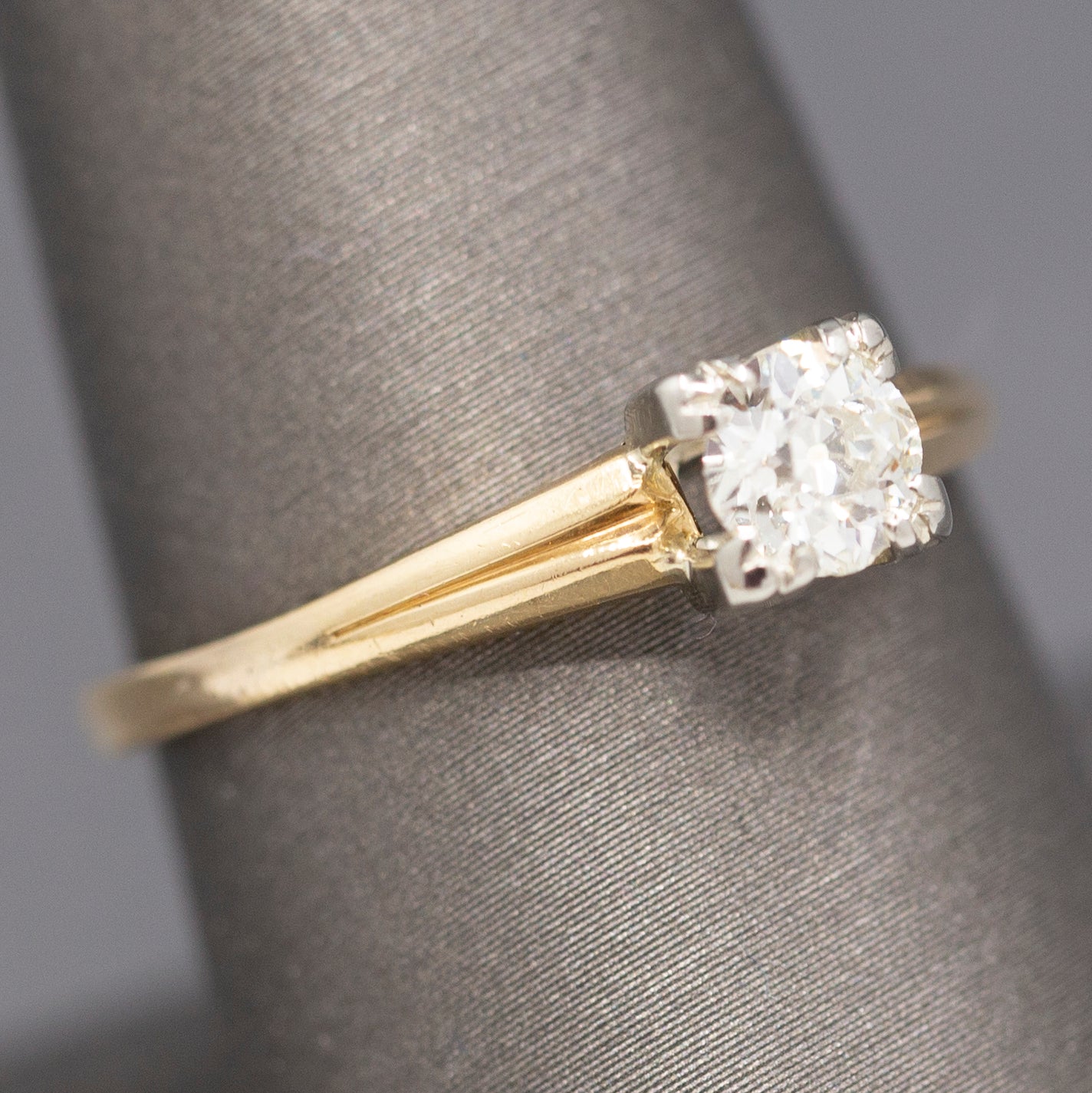 Classic Old European Cut Half Carat Diamond Engagement Ring in 14k Yellow Gold