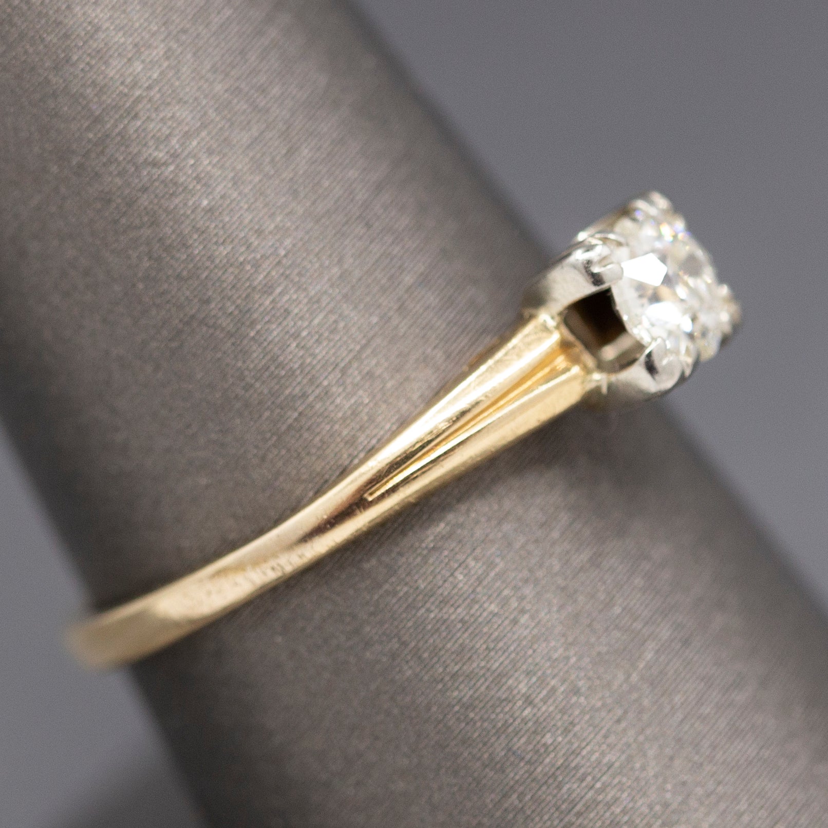 Classic Old European Cut Half Carat Diamond Engagement Ring in 14k Yellow Gold