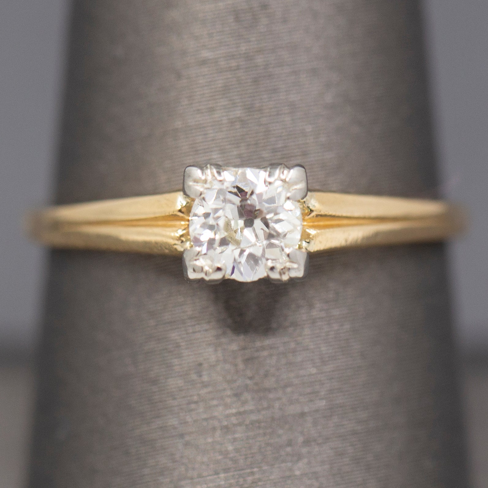 Classic Old European Cut Half Carat Diamond Engagement Ring in 14k Yellow Gold