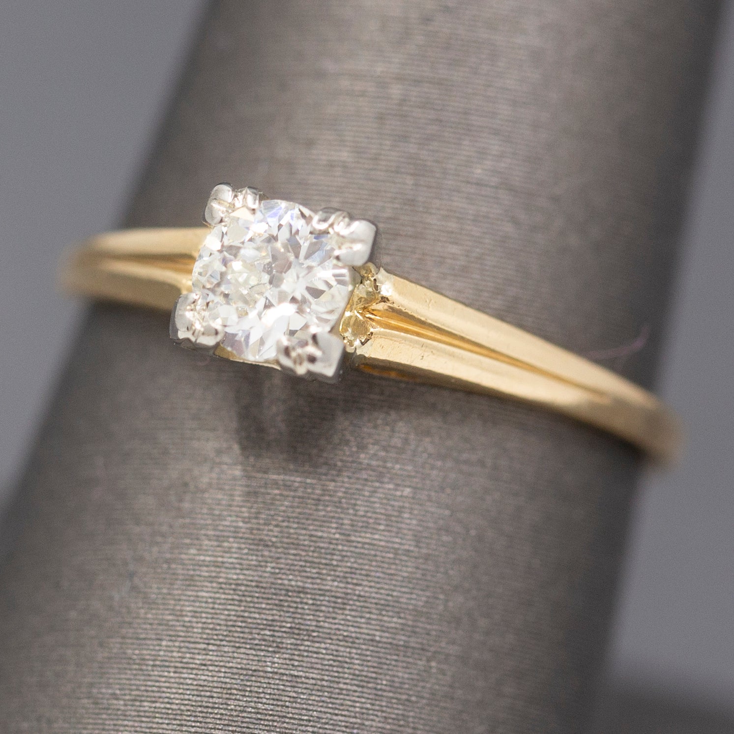 Classic Old European Cut Half Carat Diamond Engagement Ring in 14k Yellow Gold