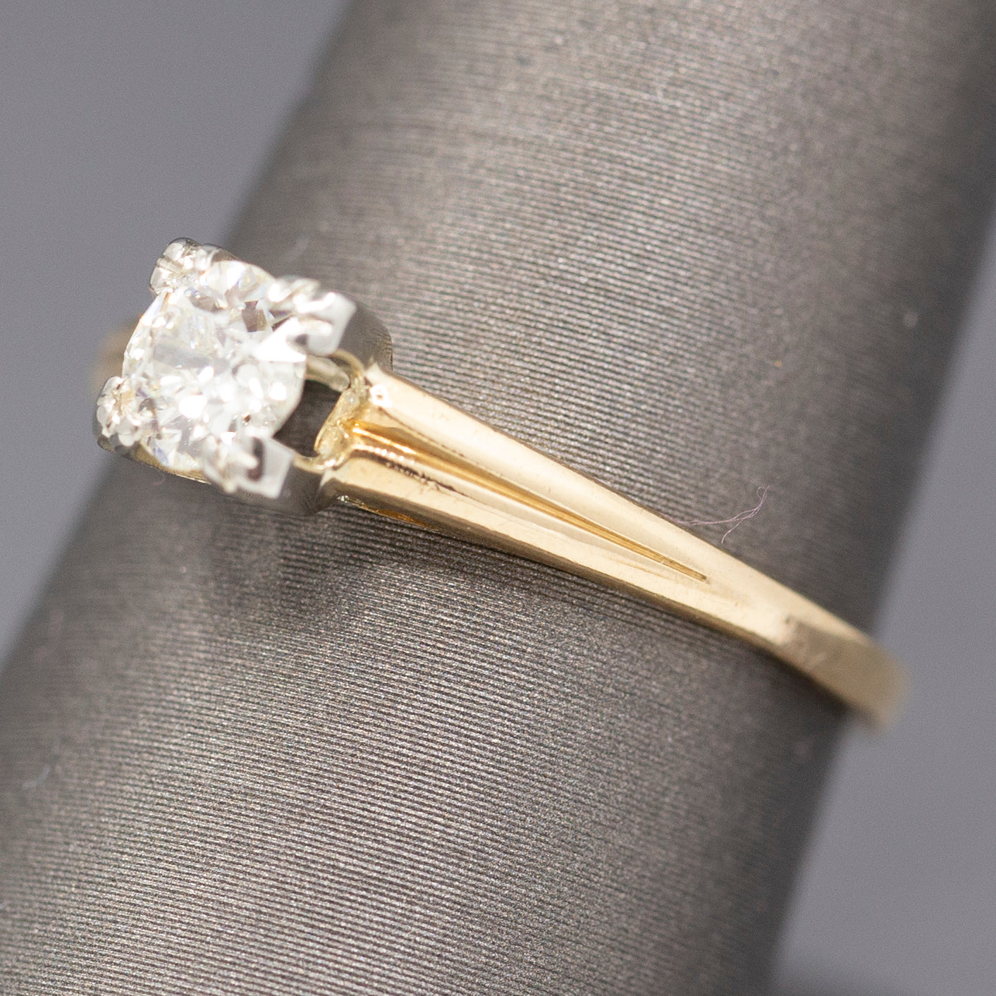 Classic Old European Cut Half Carat Diamond Engagement Ring in 14k Yellow Gold