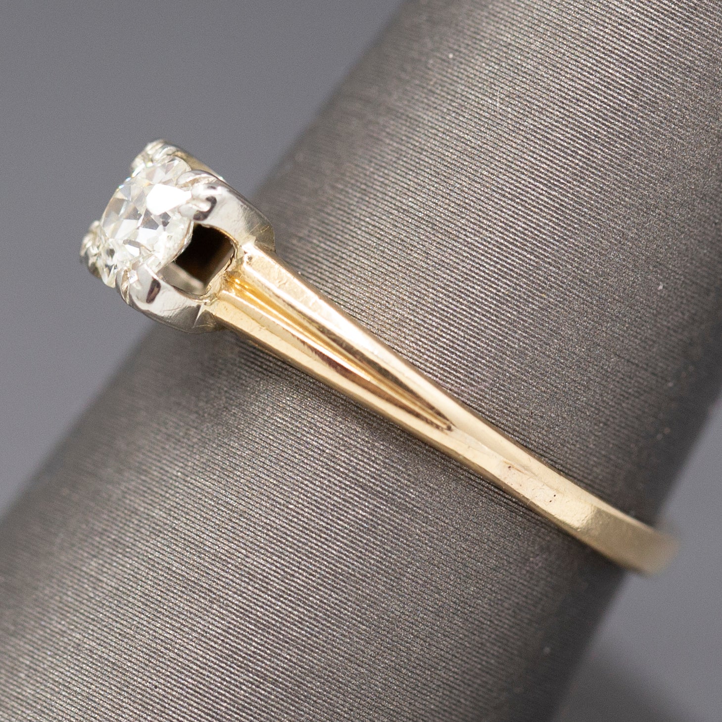 Classic Old European Cut Half Carat Diamond Engagement Ring in 14k Yellow Gold