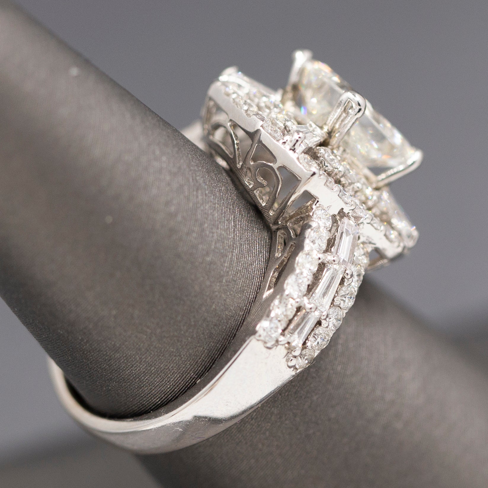 Stunning GIA Certified Princess Cut Diamond Art Deco Inspired Ring in 18k White Gold