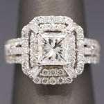 Stunning GIA Certified Princess Cut Diamond Art Deco Inspired Ring in 18k White Gold
