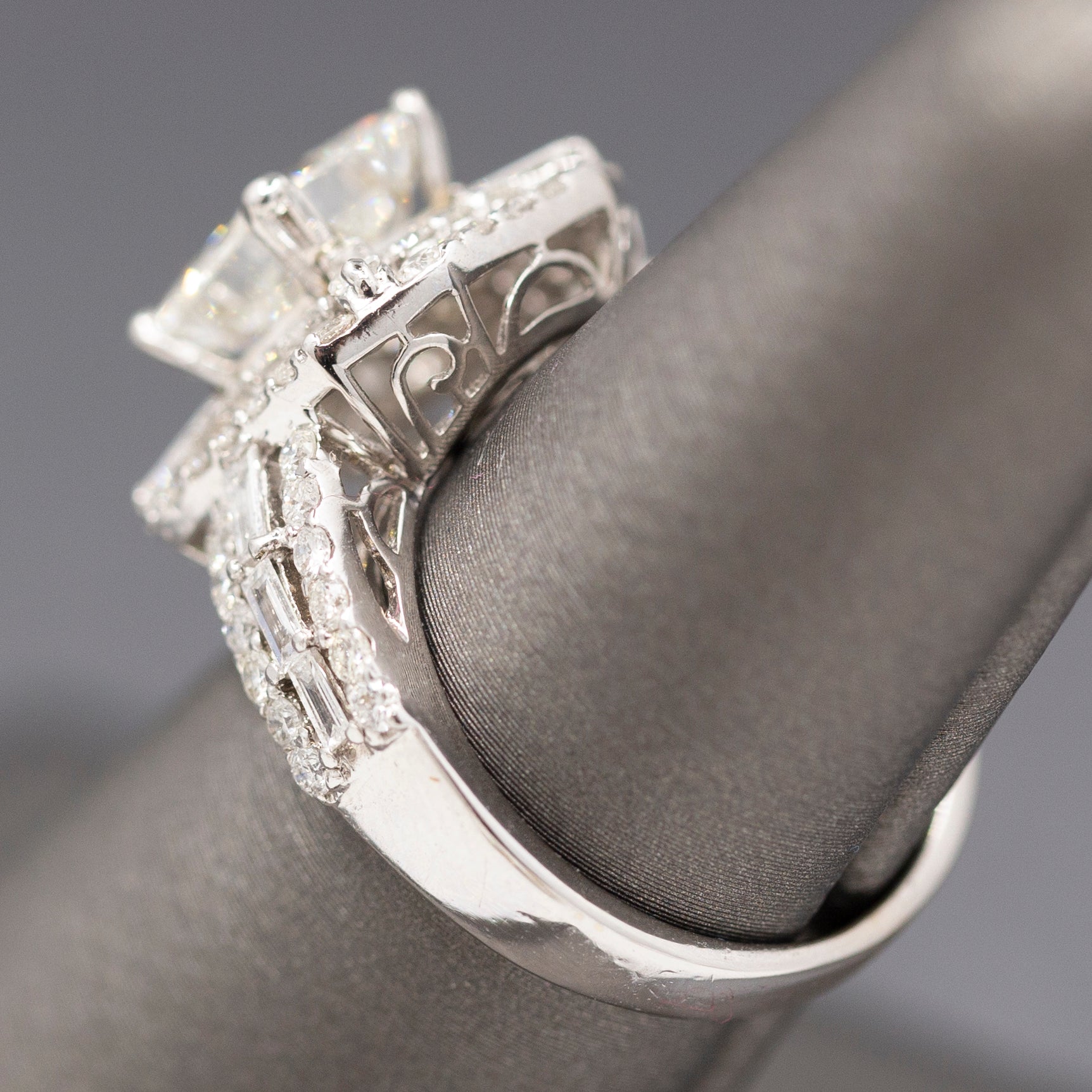 Stunning GIA Certified Princess Cut Diamond Art Deco Inspired Ring in 18k White Gold