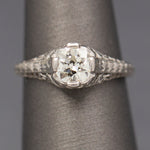 Stunning Art Deco Old European Cut Diamond Solitaire Engagement Ring in Platinum