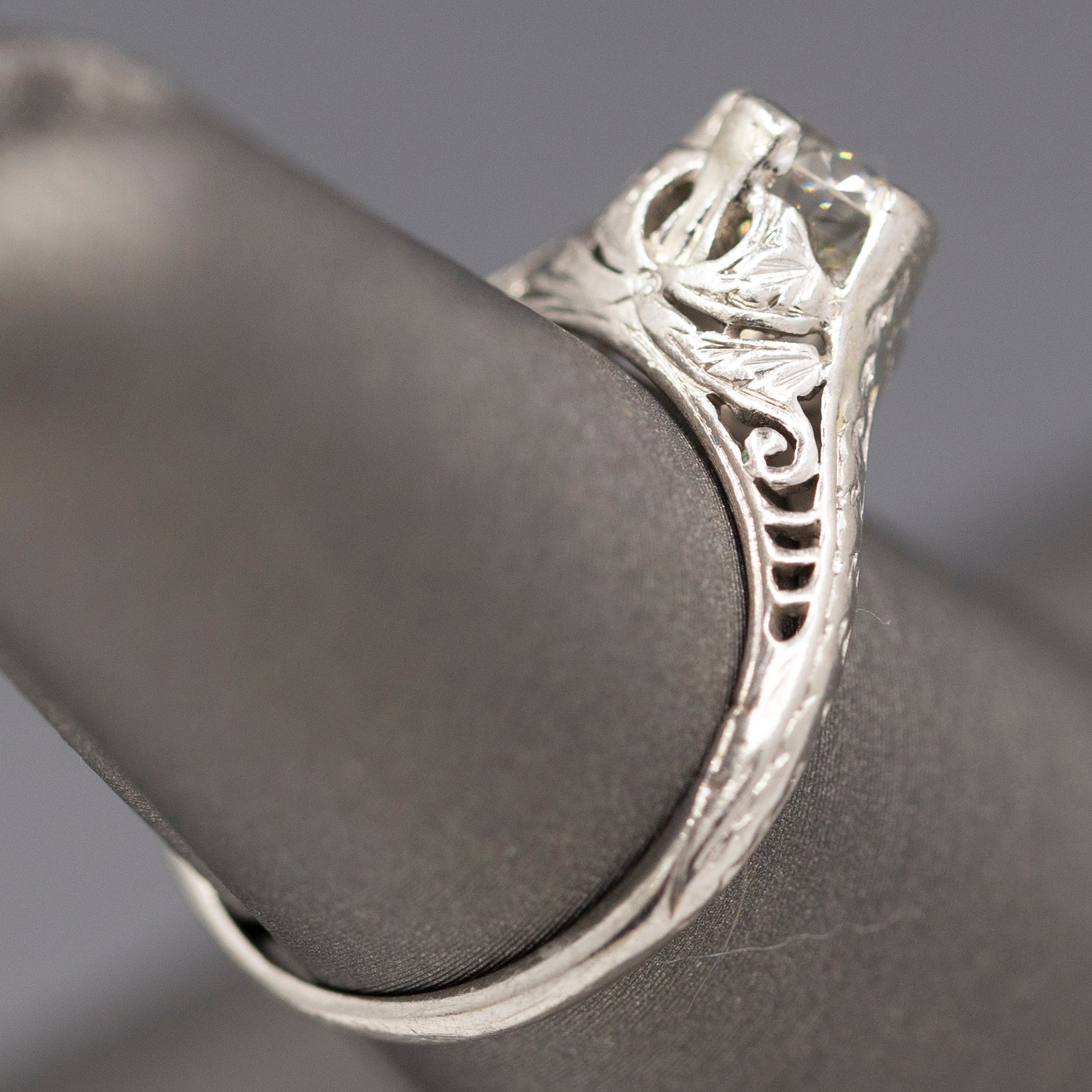 Stunning Art Deco Old European Cut Diamond Solitaire Engagement Ring in Platinum