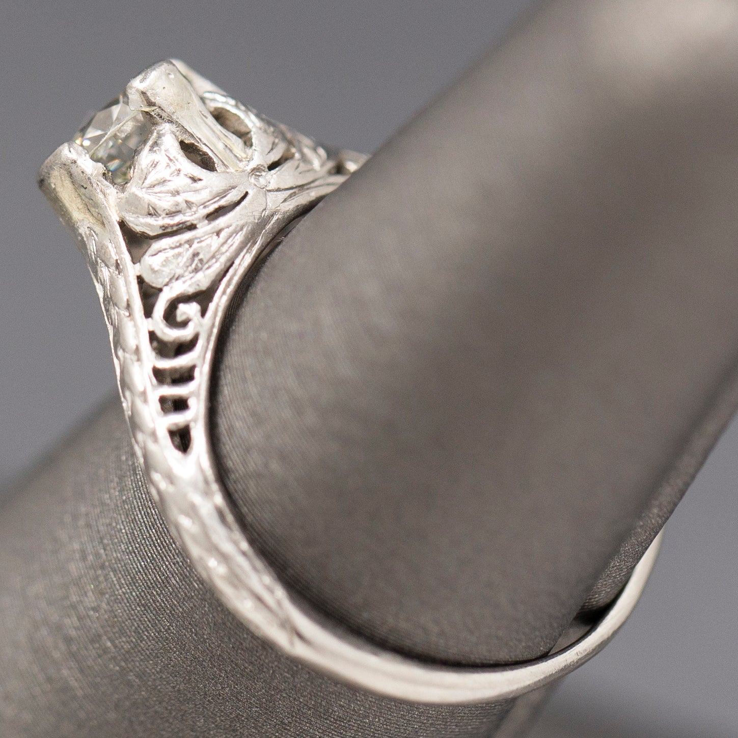 Stunning Art Deco Old European Cut Diamond Solitaire Engagement Ring in Platinum