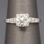 Late Art Deco GIA Certified Old European Cut Diamond Engagement Ring in Platinum