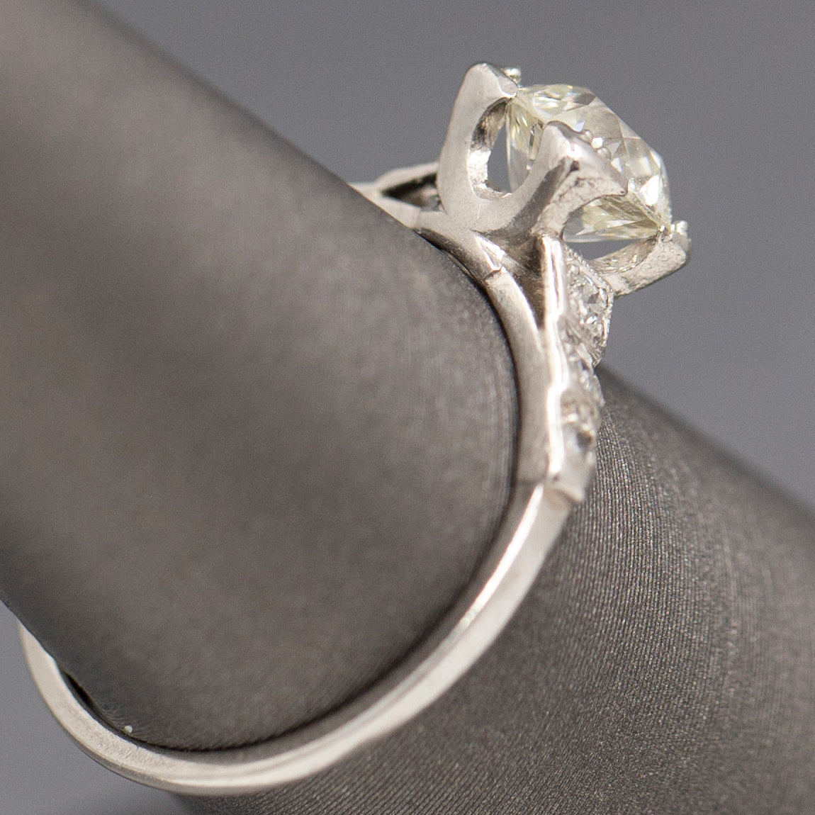 Late Art Deco GIA Certified Old European Cut Diamond Engagement Ring in Platinum