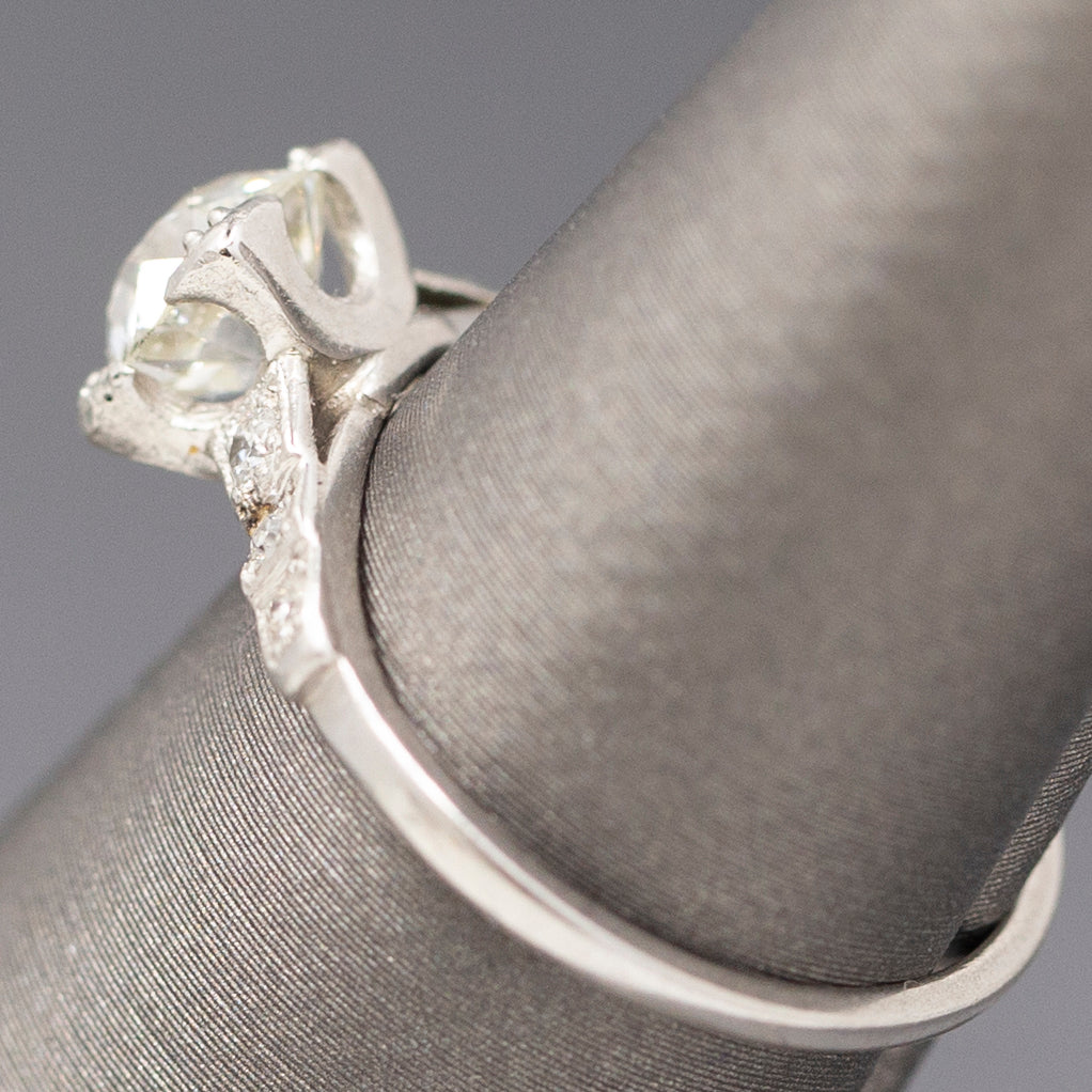 Late Art Deco GIA Certified Old European Cut Diamond Engagement Ring in Platinum