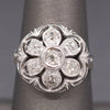 Vintage Old European Cut Natural Diamond Daisy Ring in  14k White Gold