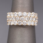 Vintage Three Row 1.50cttw Natural Diamond Ring in 14k Yellow Gold