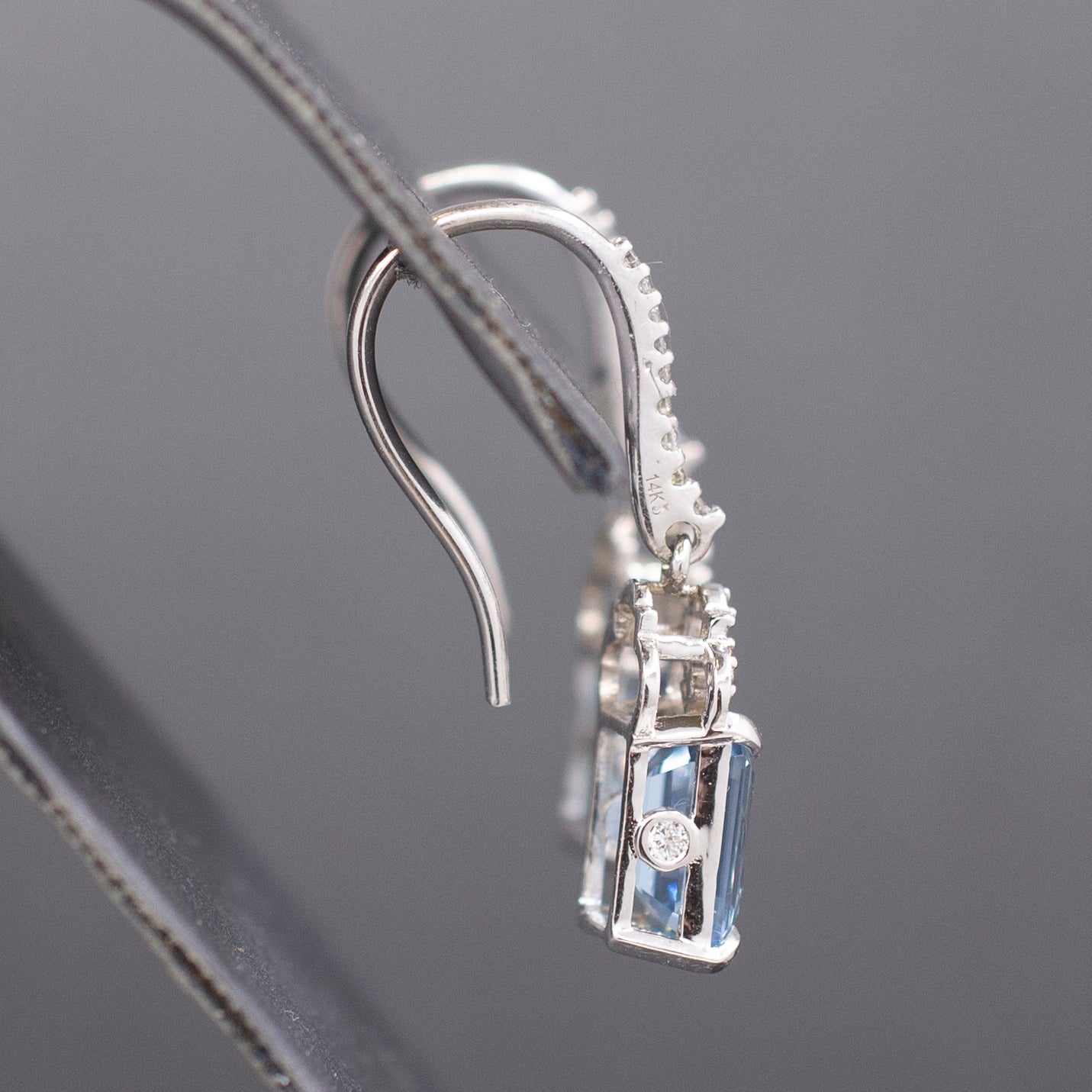 Absolutely Stunning Aquamarine and Diamond Dangle Earrings in 14k White Gold