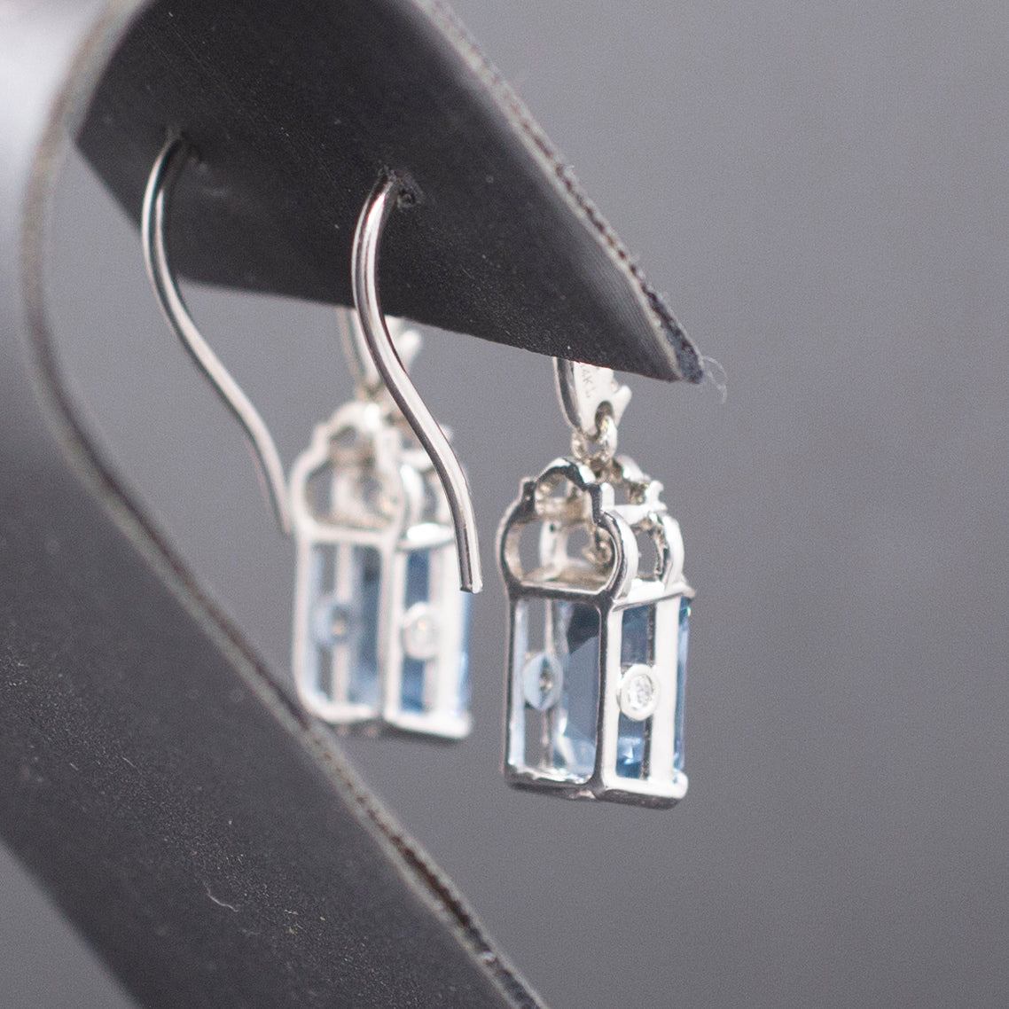 Absolutely Stunning Aquamarine and Diamond Dangle Earrings in 14k White Gold