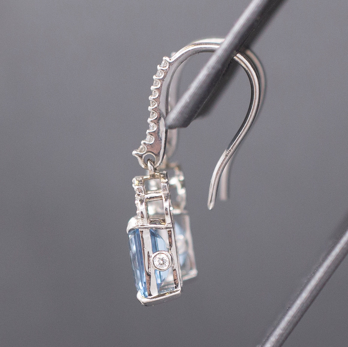 Absolutely Stunning Aquamarine and Diamond Dangle Earrings in 14k White Gold