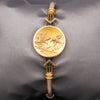 Antique Victorian Bird and Flower Bangle Bracelet in 10k Yellow & Rose Gold