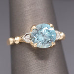 Sparkling Vintage Blue Zircon and Diamond Accent Ring in 14k Yellow Gold