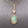 Exquisite Ethiopian Opal and Diamond Bezel Set Pendant Necklace in 14k Yellow Gold