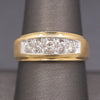 Vintage Men's Natural Diamond Five Stone Wedding Band Ring in 14k Yellow Gold