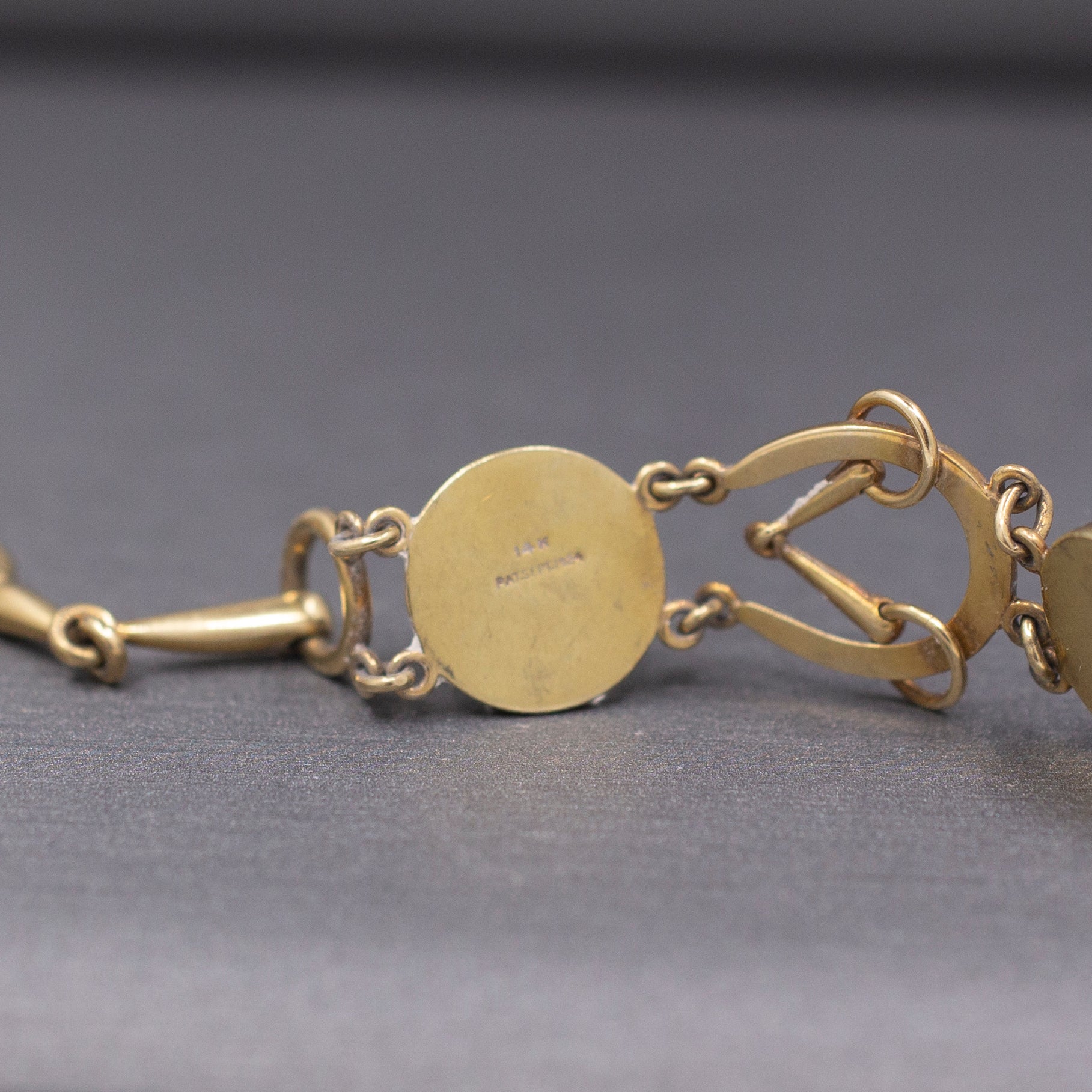 Antique Art Deco Equestrian Fox Hunt Essex Crystal Bracelet in 14k Yellow Gold