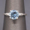 Vintage Sparkling Aquamarine and Diamond Classic Three Stone Ring in Platinum