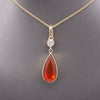 Gorgeous Glowing Mexican Fire Opal and Diamond Pendant Necklace in 14k Yellow Gold