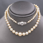 GIA Certified Akoya Saltwater Pearl Necklace with Diamond Clasp in Platinum