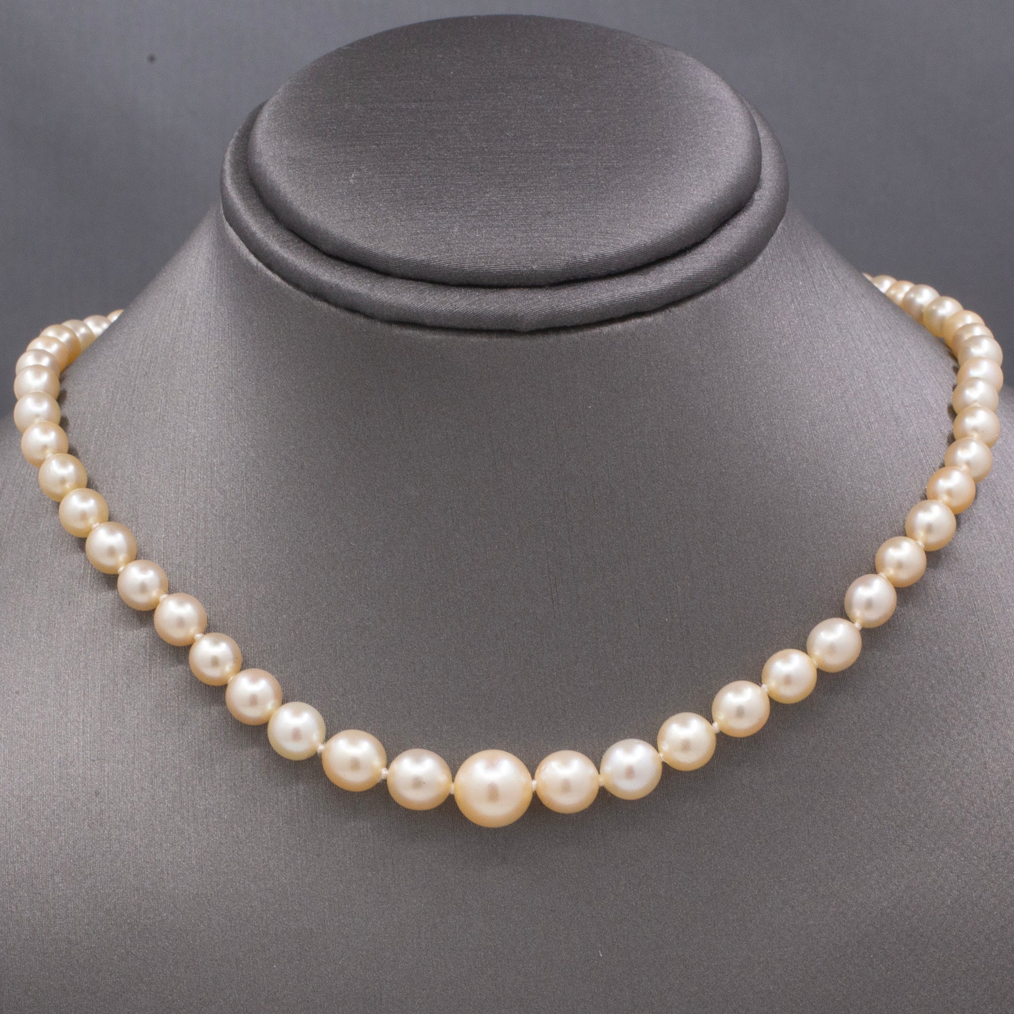 GIA Certified Akoya Saltwater Pearl Necklace with Diamond Clasp in Platinum