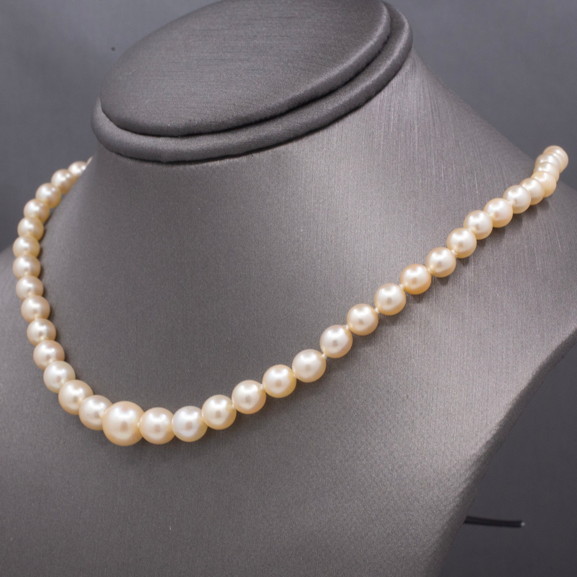 GIA Certified Akoya Saltwater Pearl Necklace with Diamond Clasp in Platinum