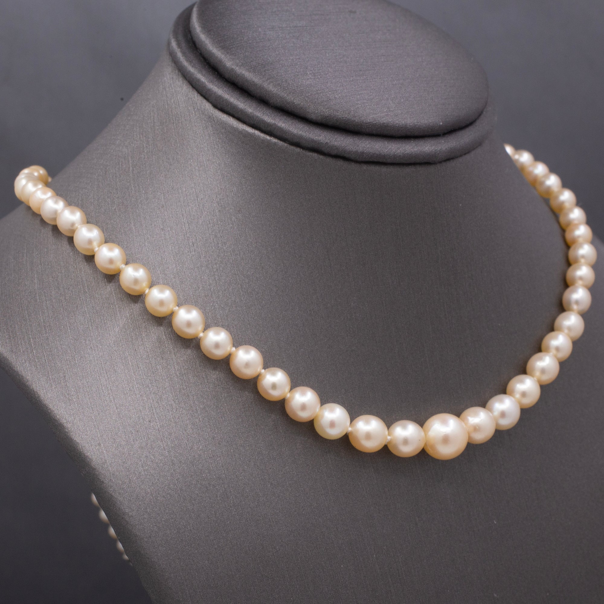 GIA Certified Akoya Saltwater Pearl Necklace with Diamond Clasp in Platinum