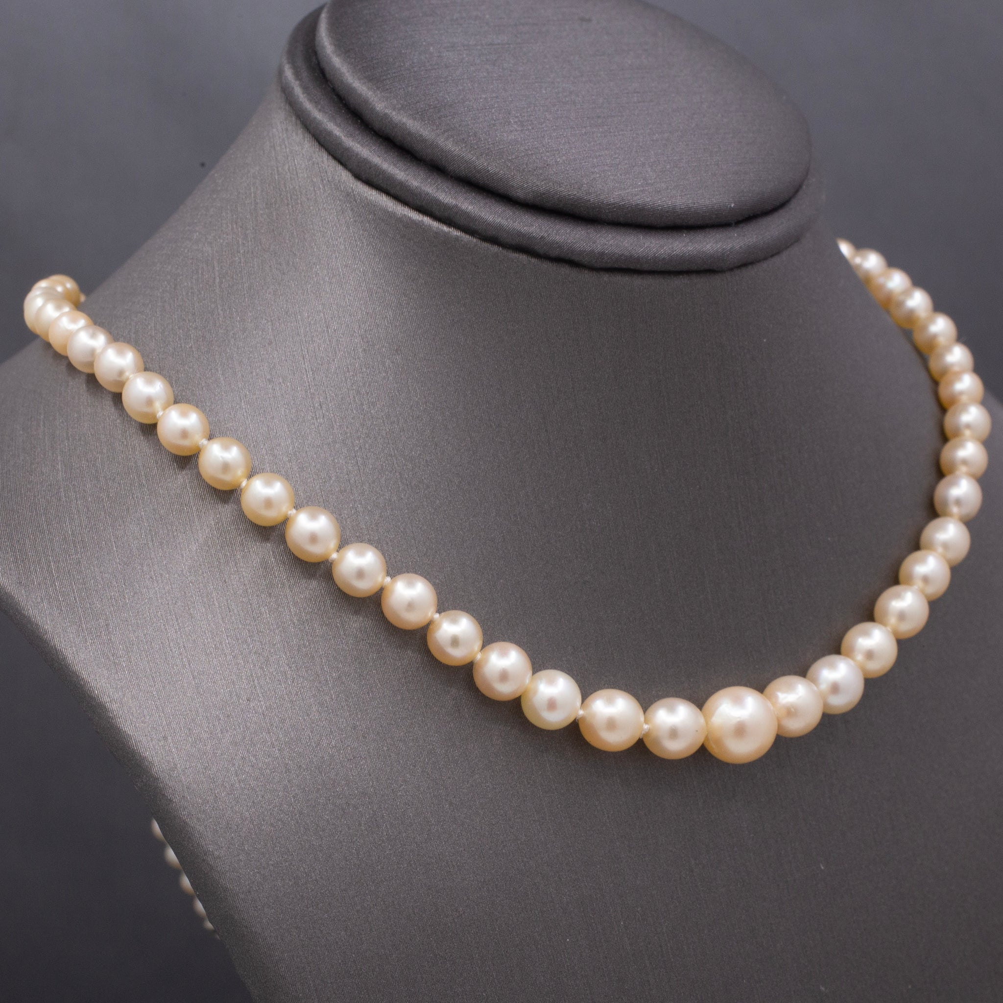 GIA Certified Akoya Saltwater Pearl Necklace with Diamond Clasp in Platinum