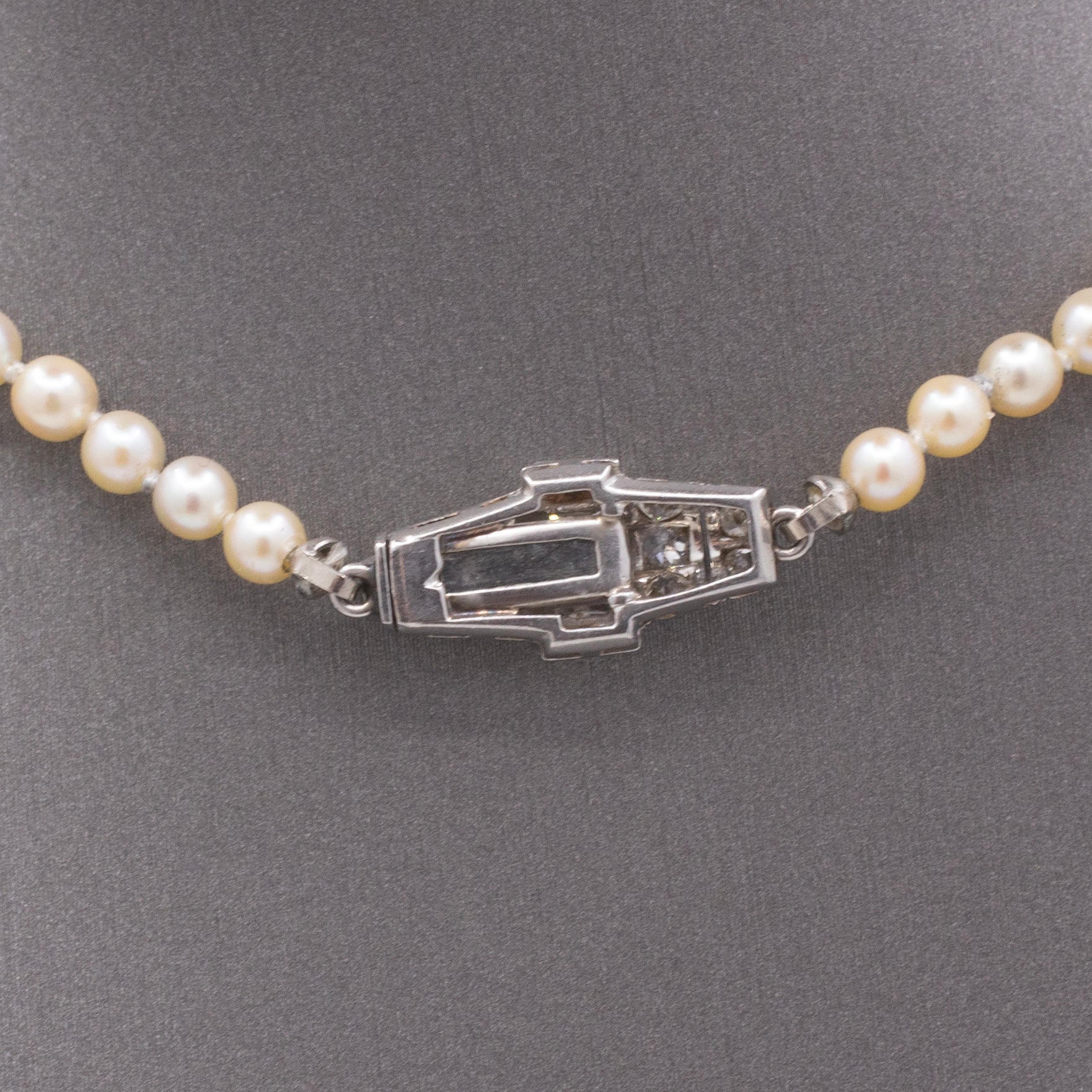 GIA Certified Akoya Saltwater Pearl Necklace with Diamond Clasp in Platinum
