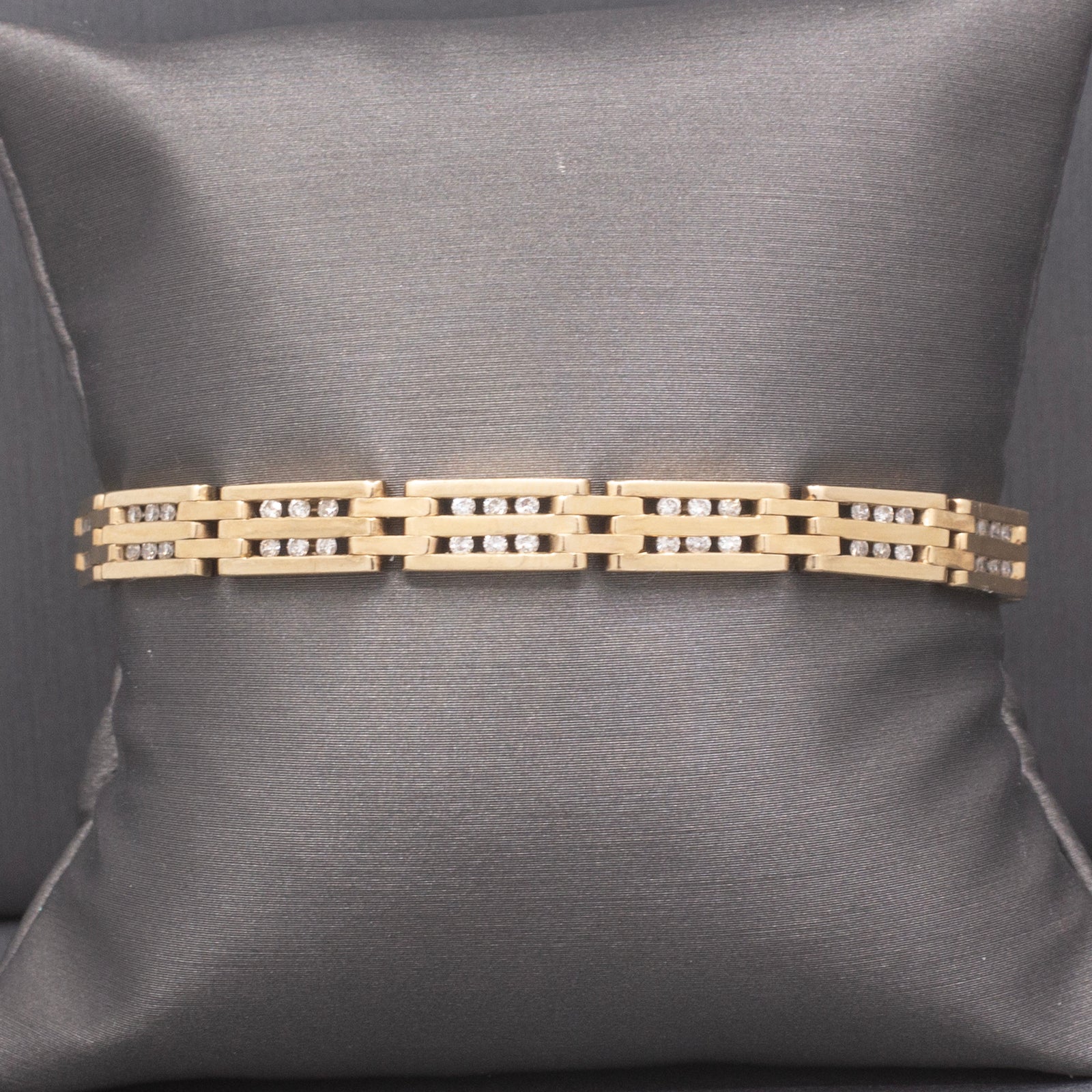 Channel Set Diamond Link Tennis Bracelet in 14k Yellow Gold