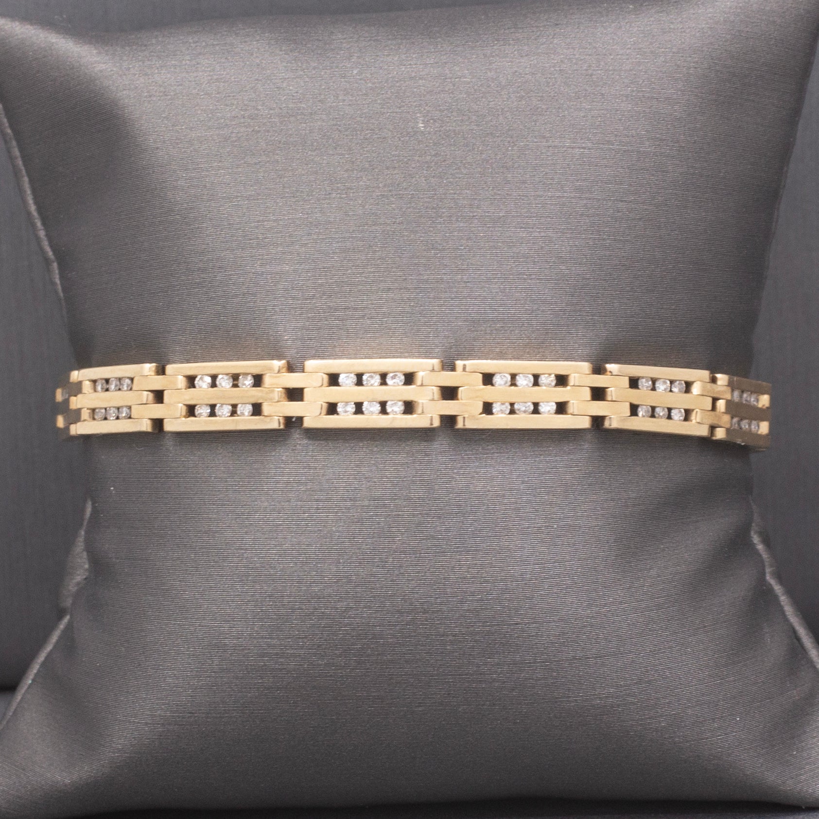 Channel Set Diamond Link Tennis Bracelet in 14k Yellow Gold