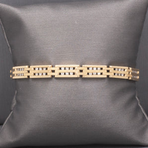 Channel Set Diamond Link Tennis Bracelet in 14k Yellow Gold