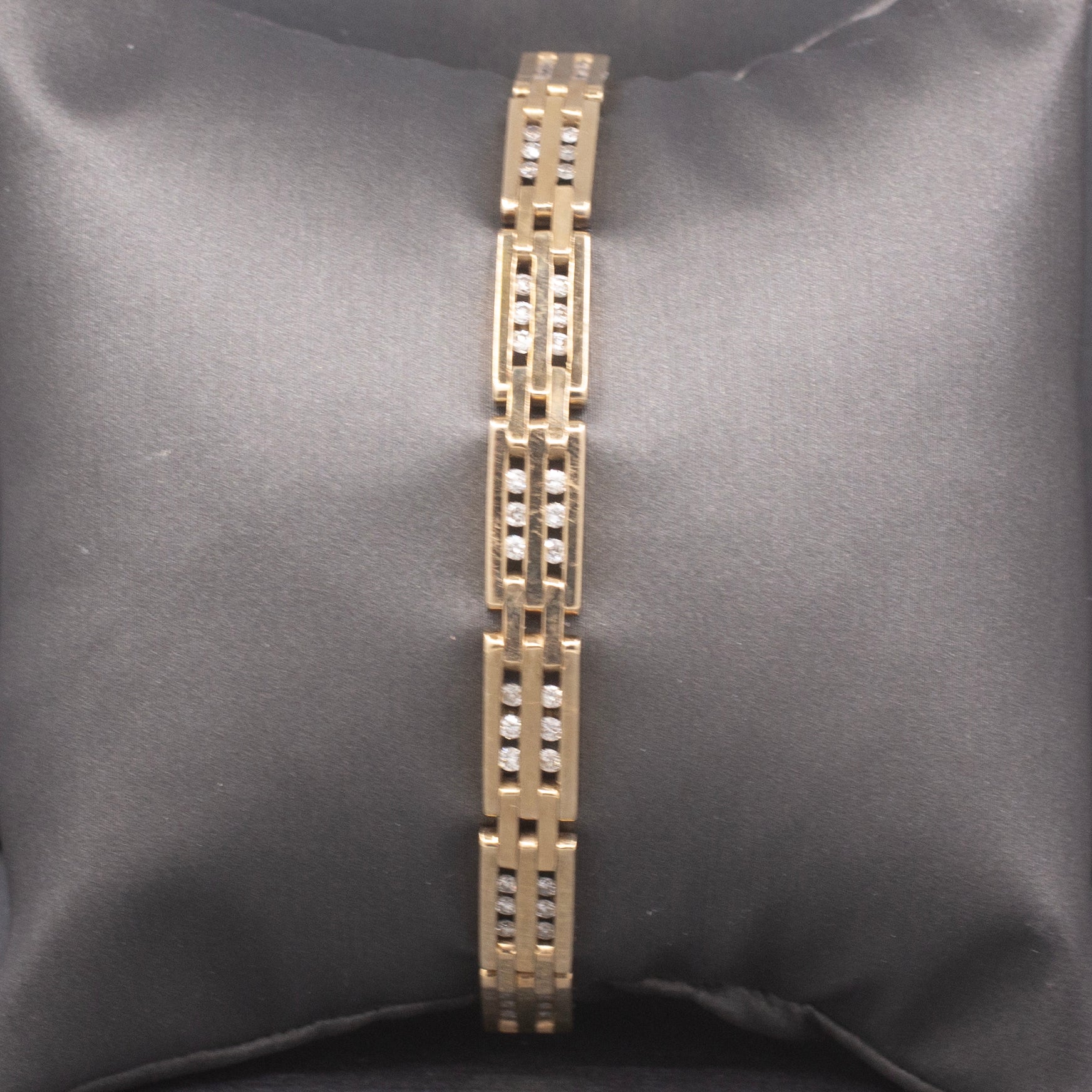 Channel Set Diamond Link Tennis Bracelet in 14k Yellow Gold