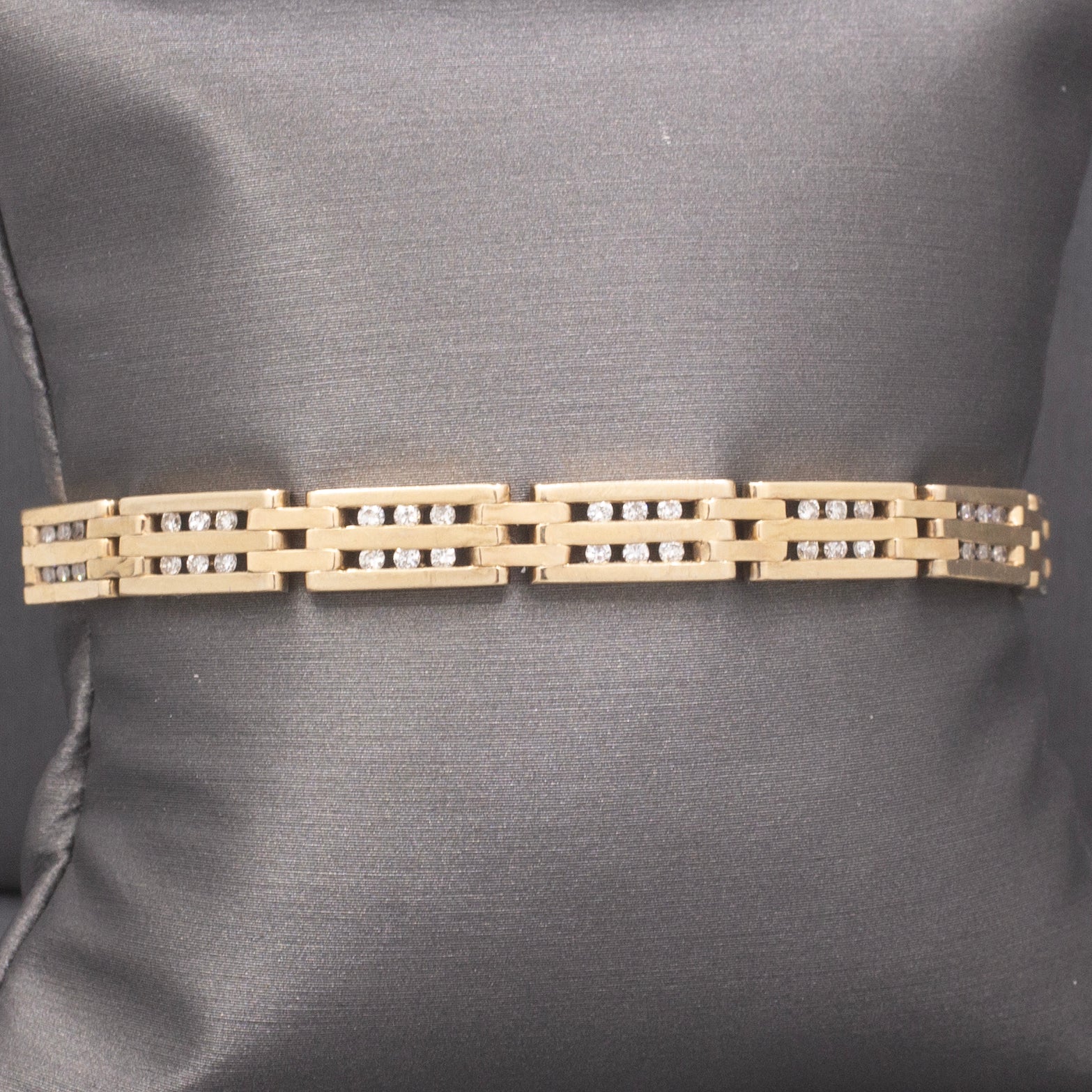 Channel Set Diamond Link Tennis Bracelet in 14k Yellow Gold