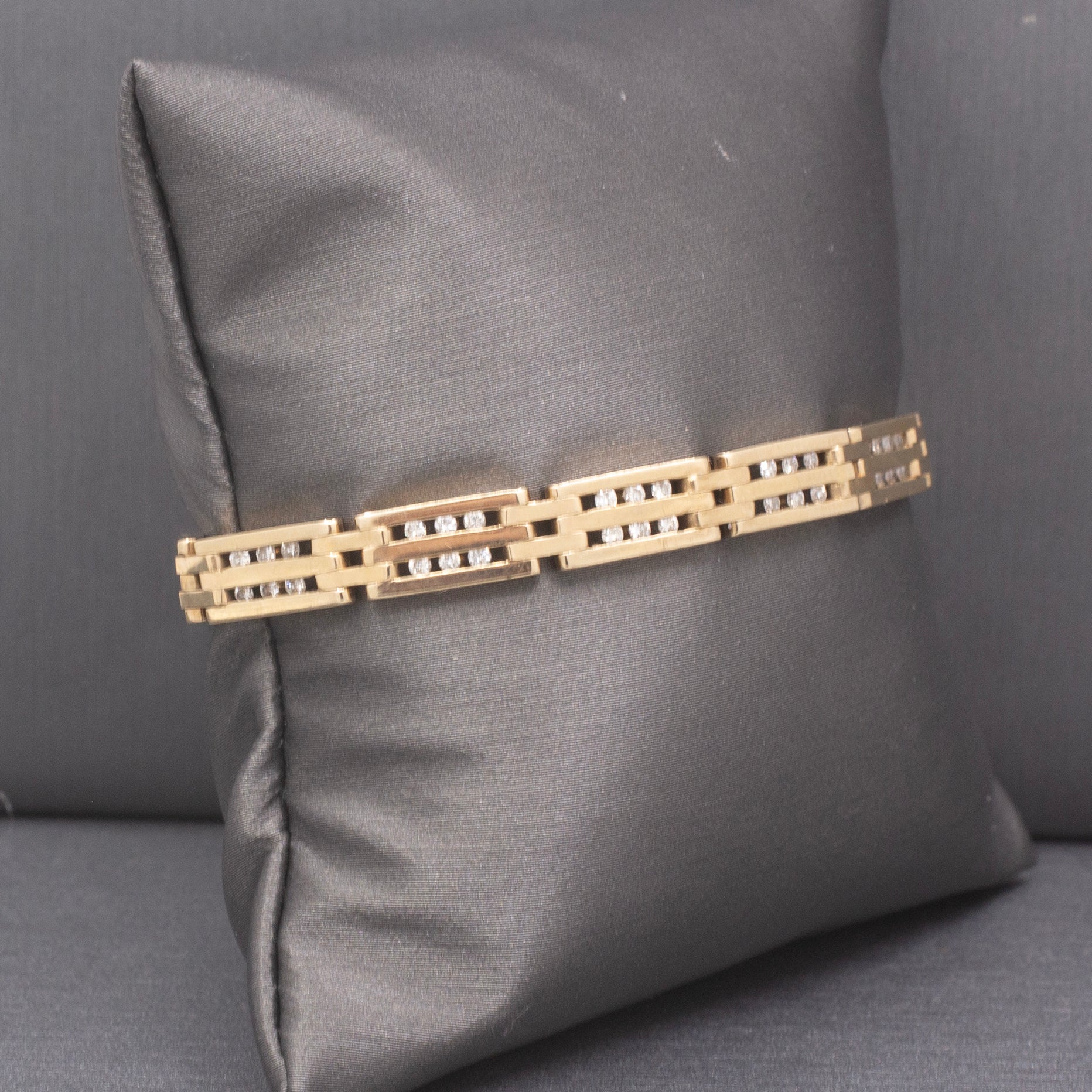 Channel Set Diamond Link Tennis Bracelet in 14k Yellow Gold