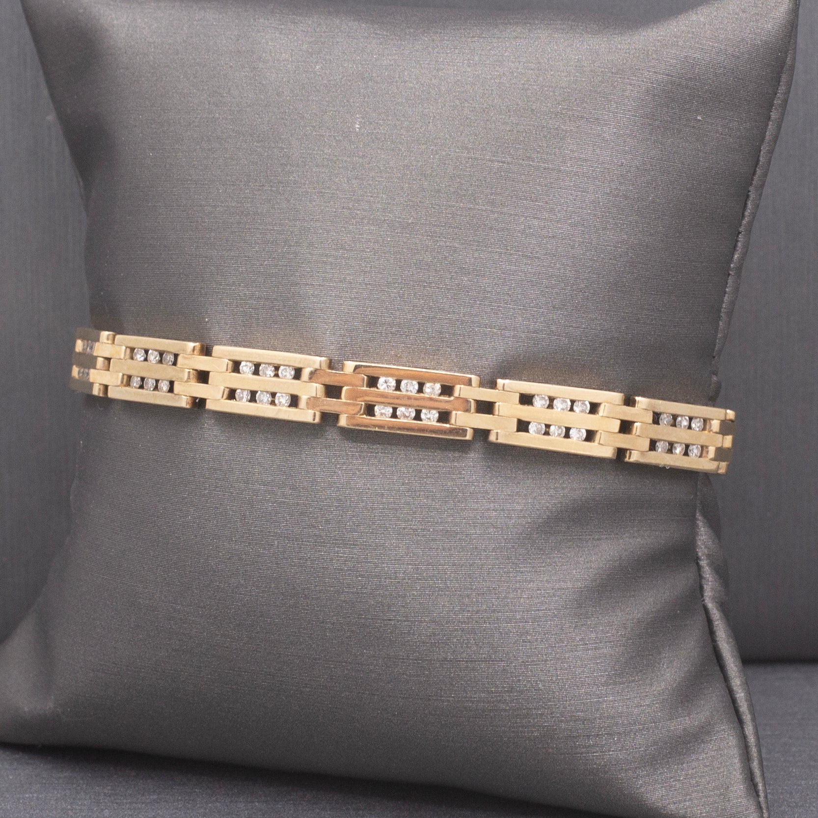 Channel Set Diamond Link Tennis Bracelet in 14k Yellow Gold