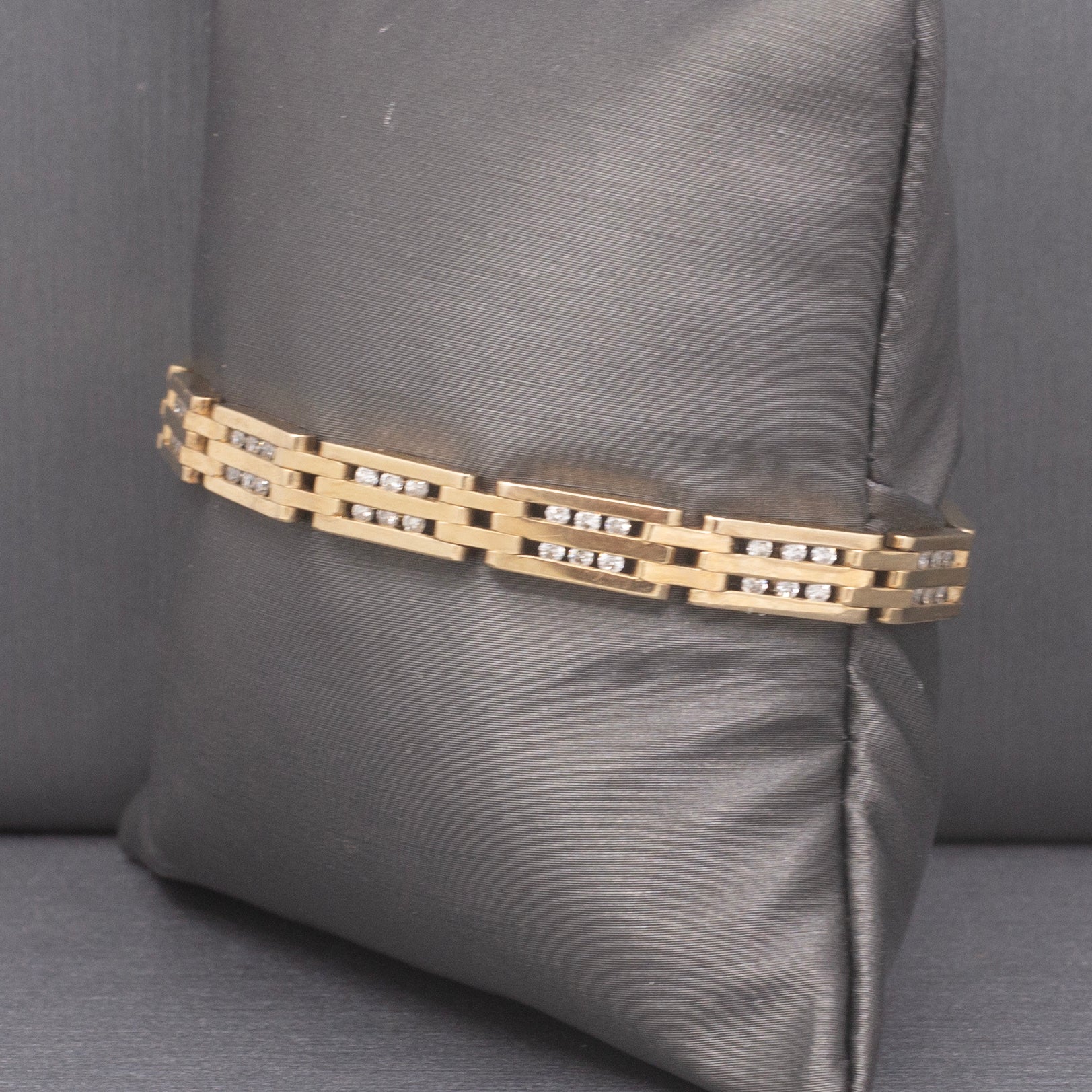 Channel Set Diamond Link Tennis Bracelet in 14k Yellow Gold