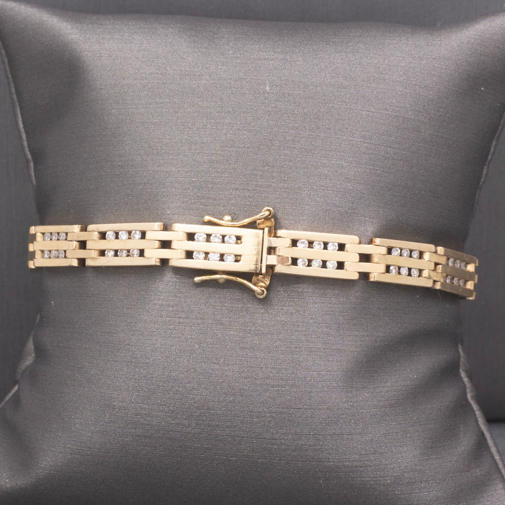 Channel Set Diamond Link Tennis Bracelet in 14k Yellow Gold