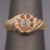 Antique Victorian Chonky Old Mine Cut Diamond in Belcher Setting in 14k Rose Gold