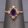 Vintage Amethyst, Diamond and Seed Pearl Ring in 14k Rose Gold